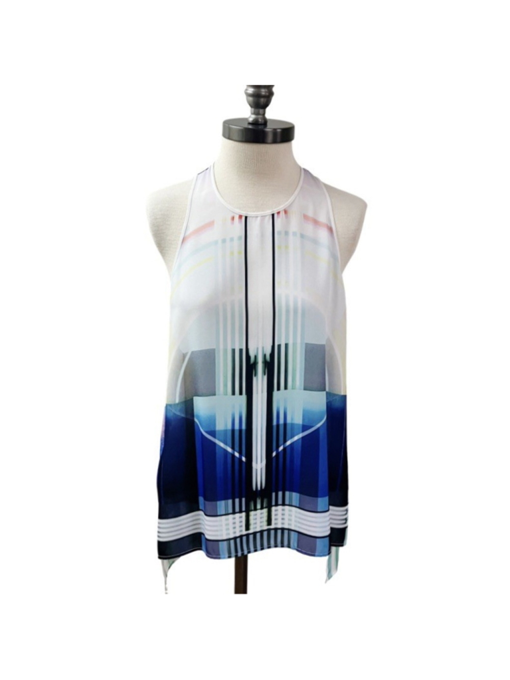 Artsy Abstract Boho Clover Canyon Womens Sleeveless Tunic Tank Top Medium Flowy
